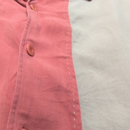 Chemise Hawaïenne Nat Nast XXL 100% Soie Rouge Grise Manches courtes