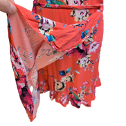 Robe d'été Femme S Corail Fleurie Rayonne Bretelles Réglables Ceinture Bohème