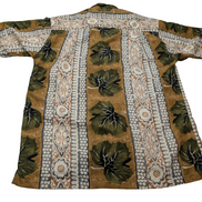 Chemise hawaïenne Bay creek Hawaii feuilles kaki manches courtes taille M #677 h
