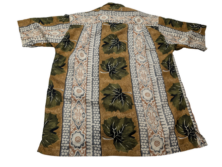 Chemise hawaïenne Bay creek Hawaii feuilles kaki manches courtes taille M #677 h