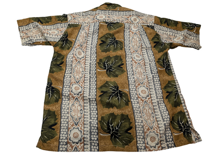 Chemise hawaïenne Bay creek Hawaii feuilles kaki manches courtes taille M #677 h