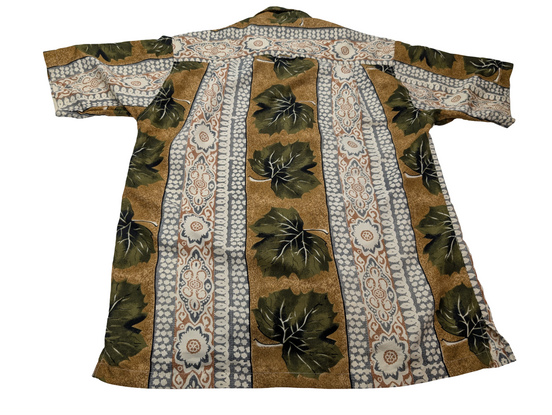 Chemise hawaïenne Bay creek Hawaii feuilles kaki manches courtes taille M #677 h