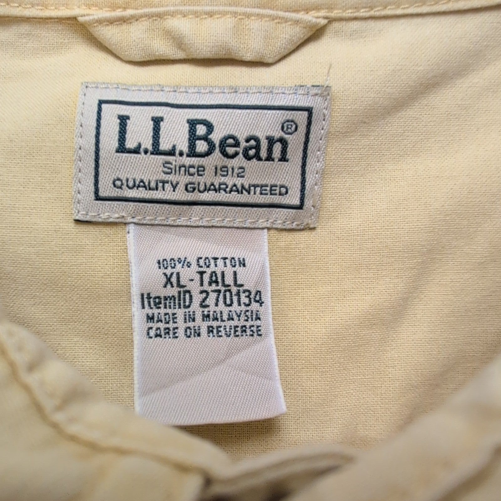 Chemise LL Bean jaune pâle 2 poches rabat bouton marbré XL Tall (2XL)