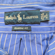 Chemise Ralph Lauren XXL Classic Fit Bleu Rayures Logo Rouge manches longues