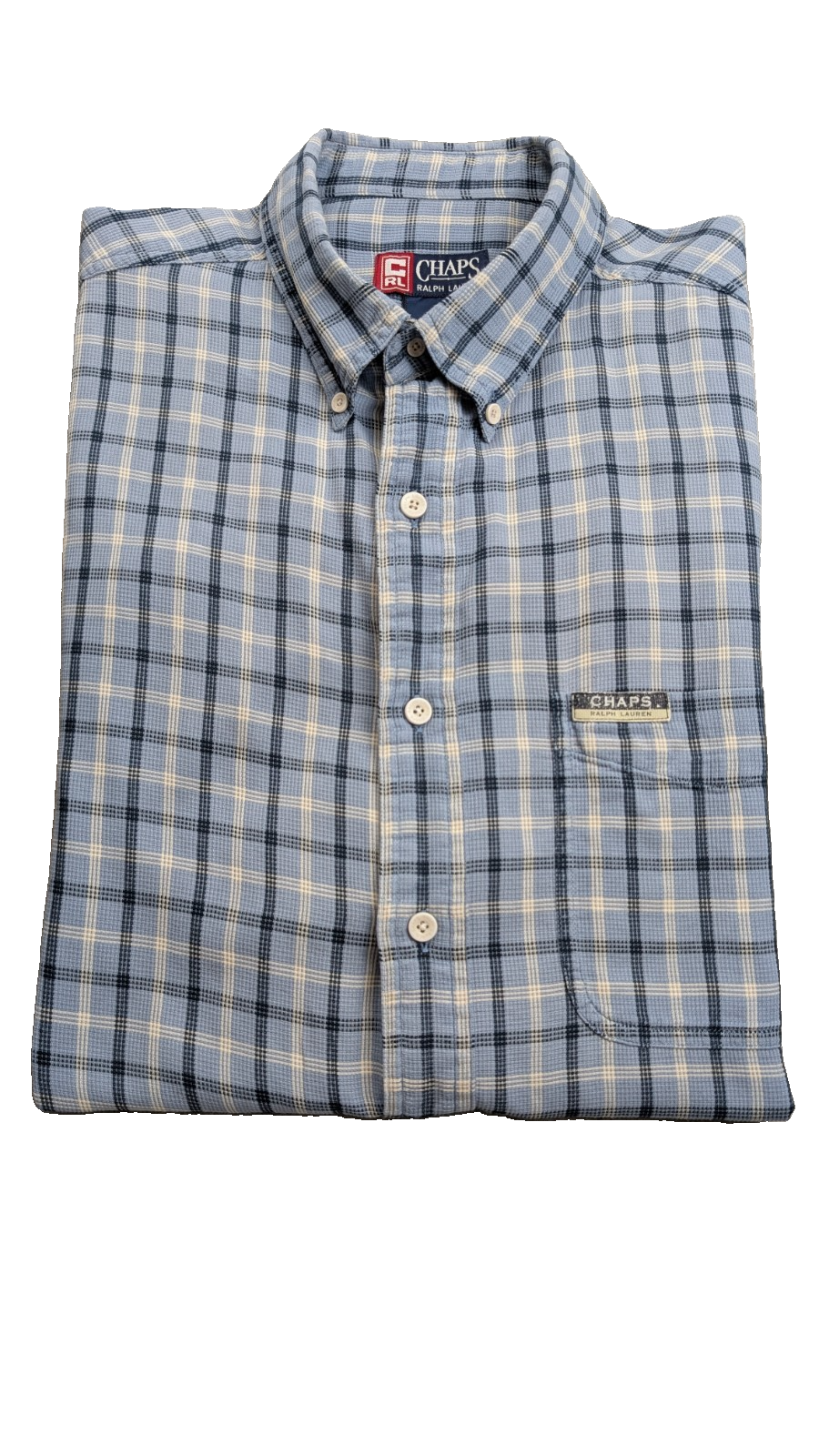 Chemise manches courtes Chaps Ralph Lauren L carreaux shirt button down bleu
