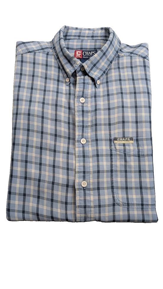 Chemise manches courtes Chaps Ralph Lauren L carreaux shirt button down bleu