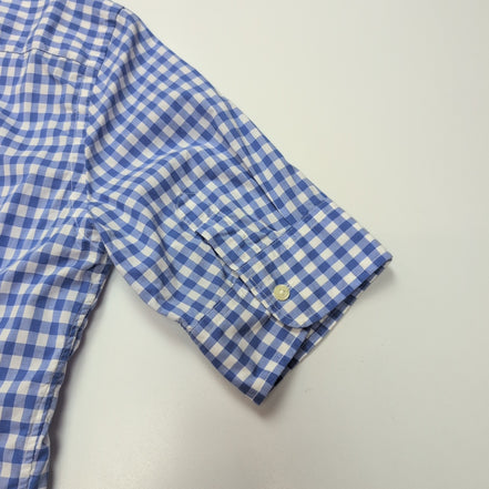 Chemise Ralph Lauren Femme M Bleu Vichy Logo Marron 100% Coton Cintrée