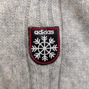 Pull ADIDAS Vintage Col Zippé 80% Laine Gris Logo Brodé Femme Taille L