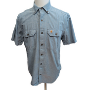 Chemise Carhartt M Bleu Uni Original Fit Workwear Ripstop manches courtes