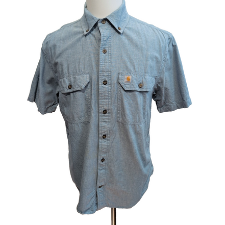 Chemise Carhartt M Bleu Uni Original Fit Workwear Ripstop manches courtes