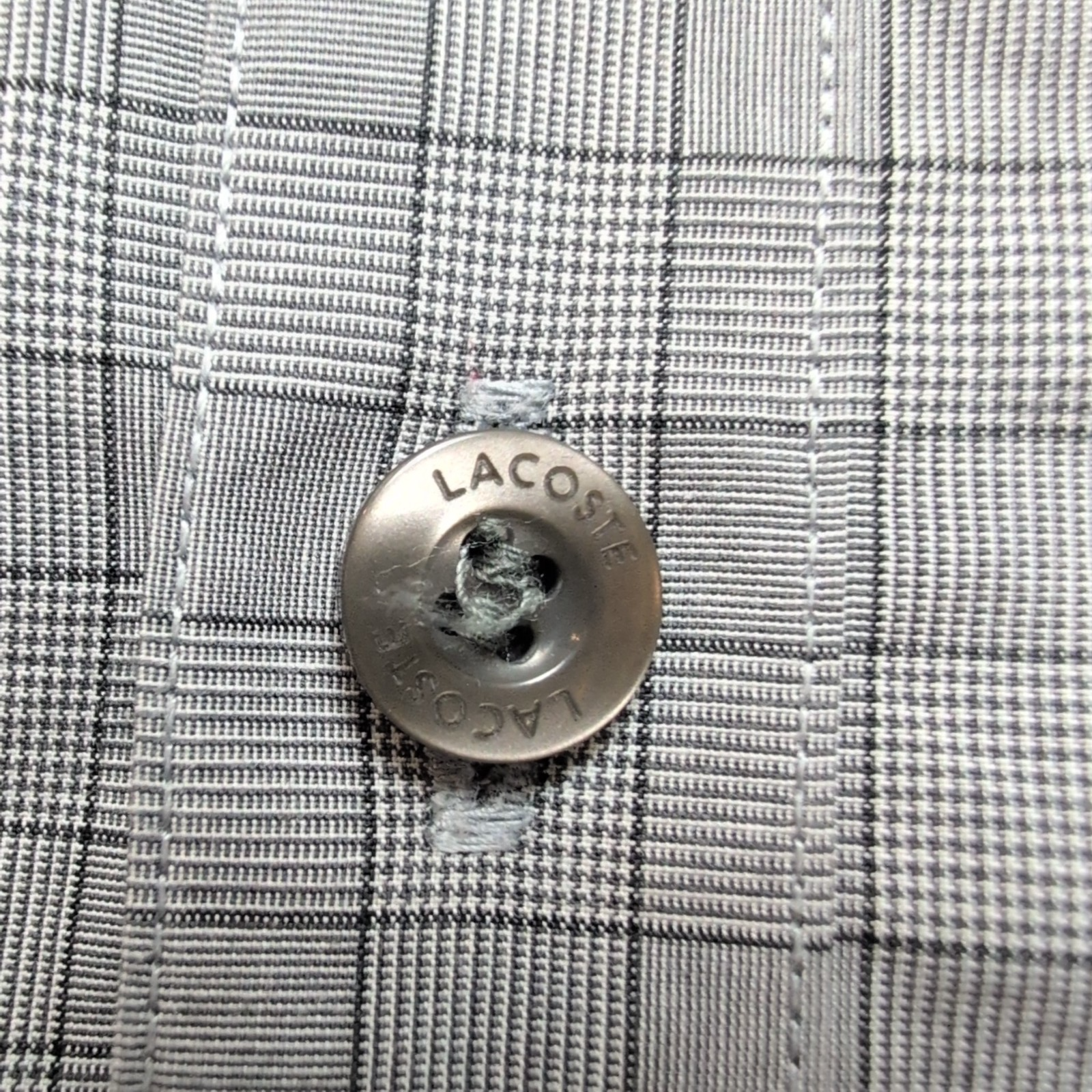 Chemise Lacoste 41 L Slim Fit Gris Carreaux Logo Brodé manches longues