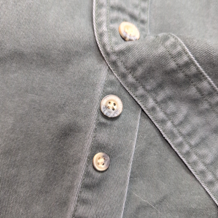 Chemise Carhartt XL Vert Foncé Vintage Workwear Épais Logo Cuir manches longues
