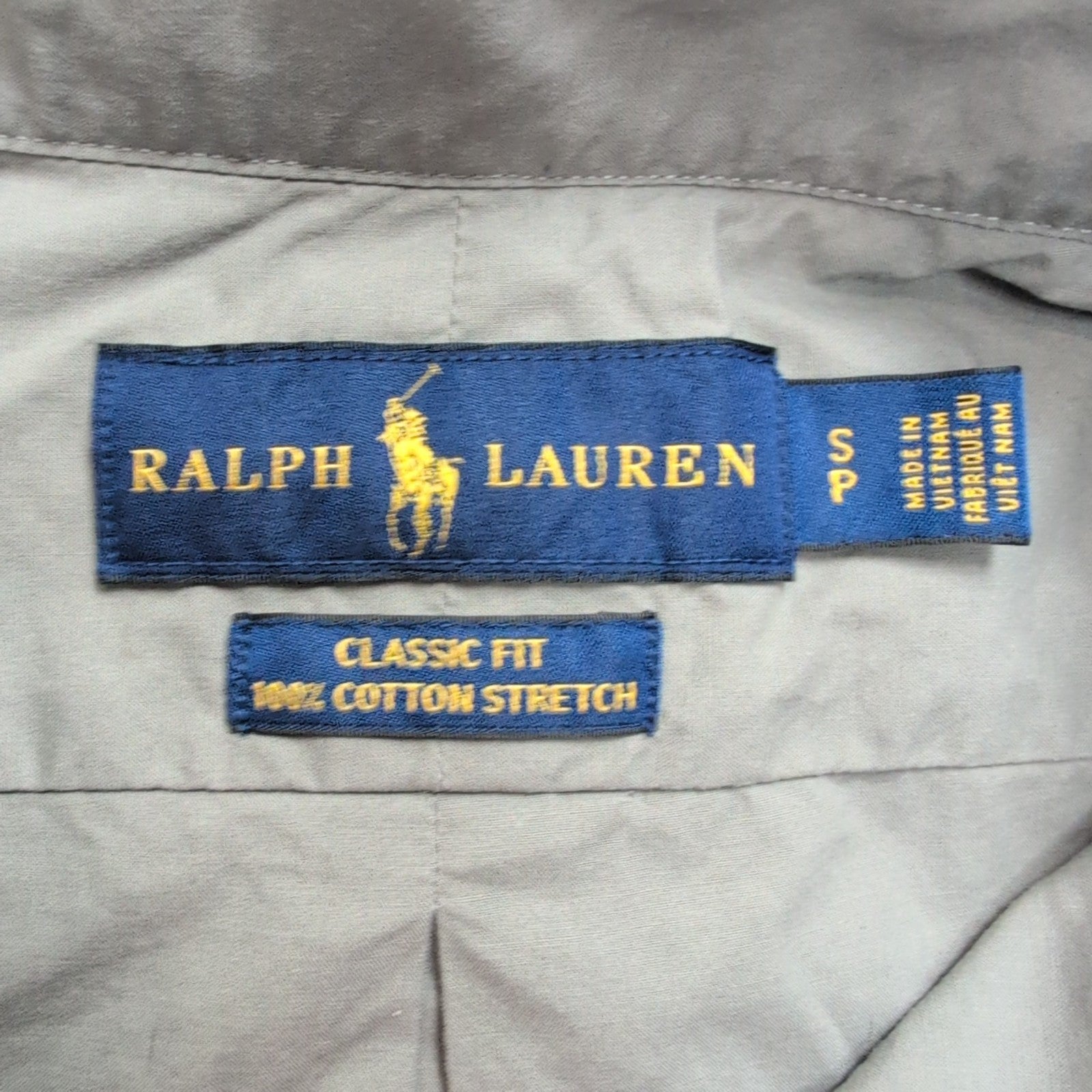 Chemise Ralph Lauren S Grise Classic Fit Coton Stretch Logo Bleu Marine