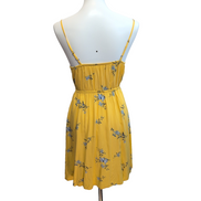 Robe D'Été  XS Jaune Fleurie Fines Bretelles Viscose