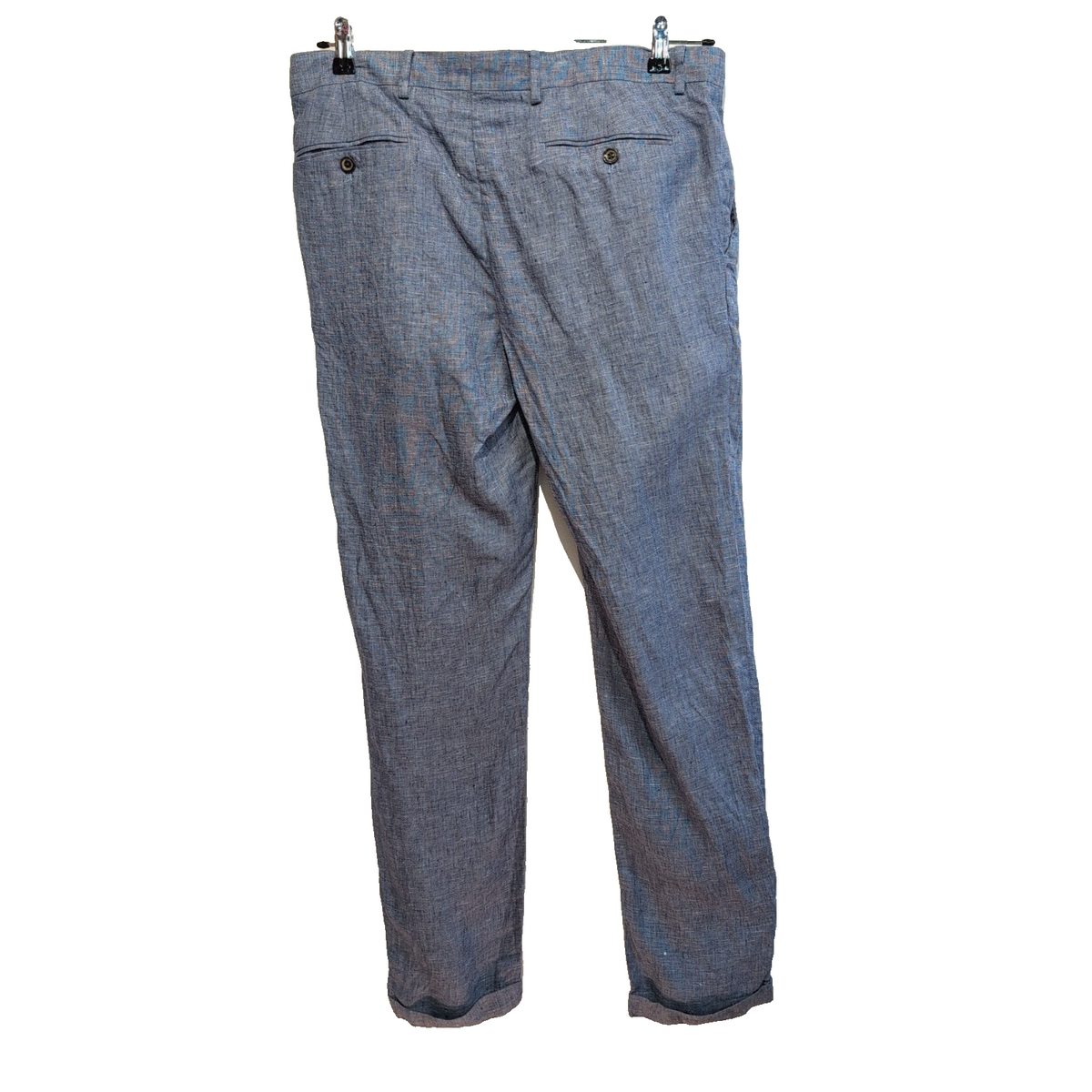 Pantalon Murano Baird McNutt 100% Lin Bleu Chino Taille W34 L34