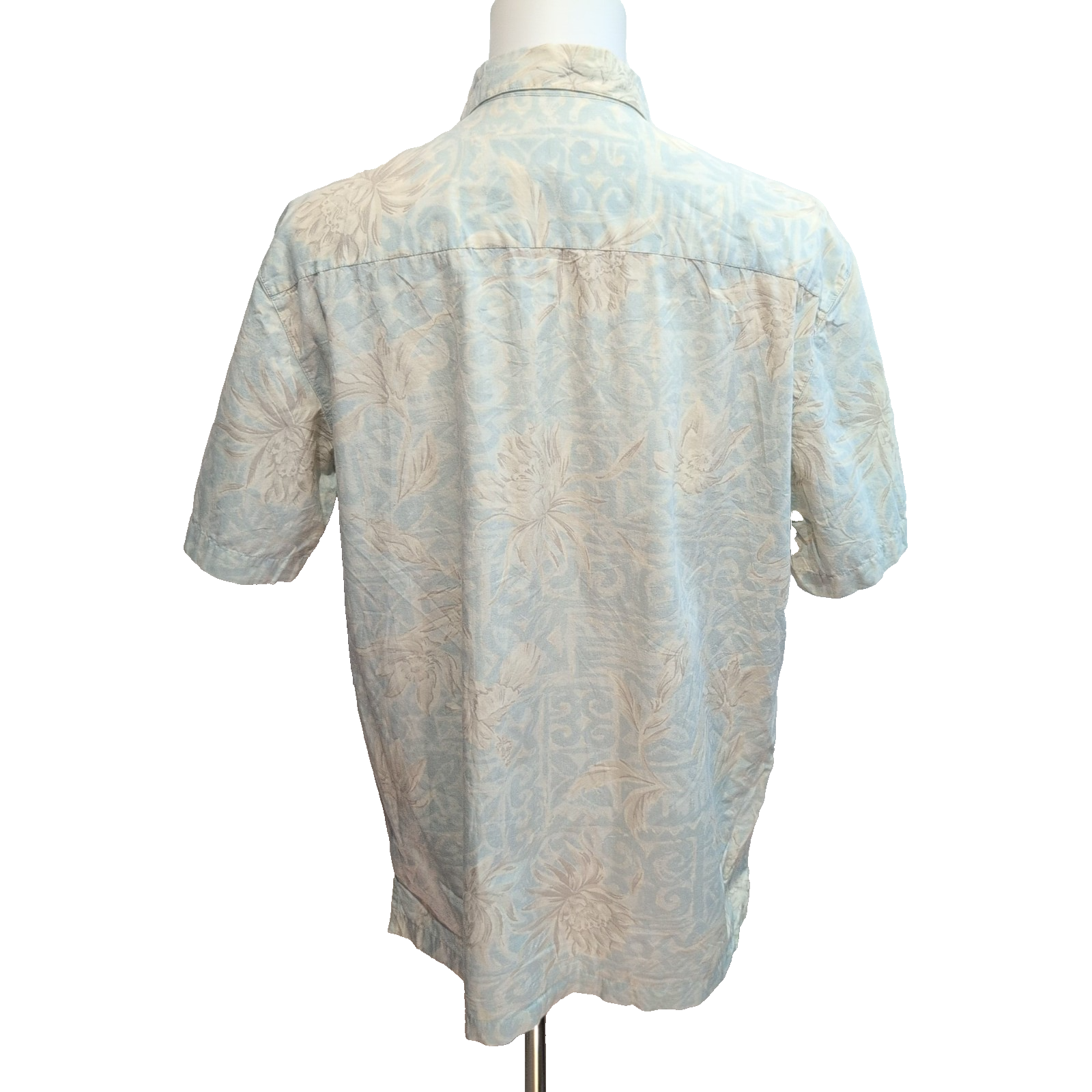Chemise hawaïenne Solitude taille L vert pâle floral 100% coton Manches courtes