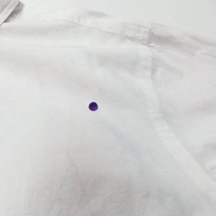Chemise Ralph Lauren L Blanc Uni Logo Bleu Manches Courtes