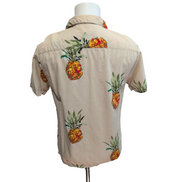 Chemise Hawaïenne Denim & Flower Beige Ananas Coton Modal Taille S