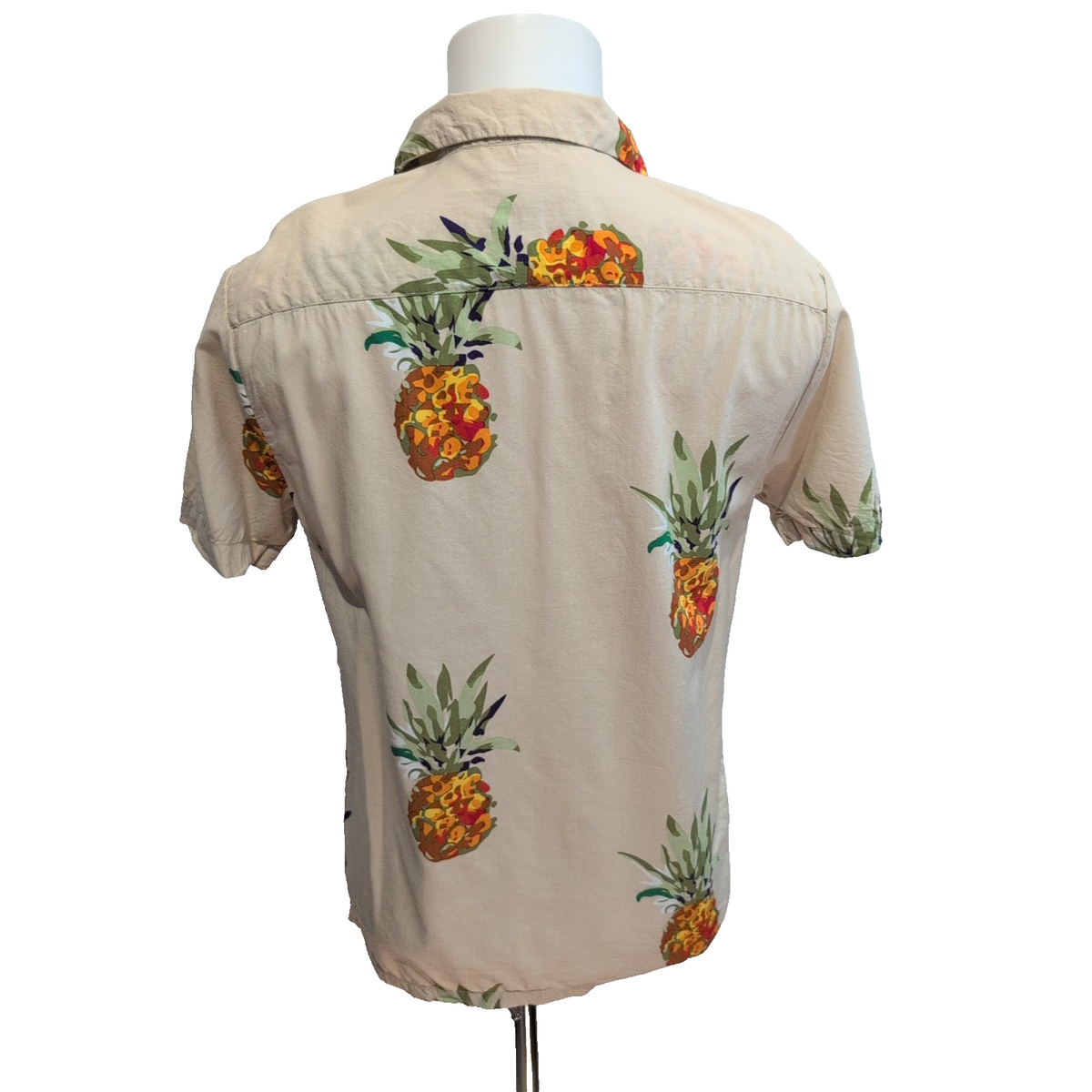 Chemise Hawaïenne Denim & Flower Beige Ananas Coton Modal Taille S