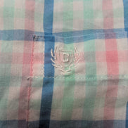 Chemise CHAPS vert bleu rose à carreaux manches courtes taille S #8e