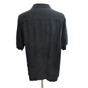 Chemise hawaïenne Tommy Bahama Original Fit LG noire 100% soie gaufrée