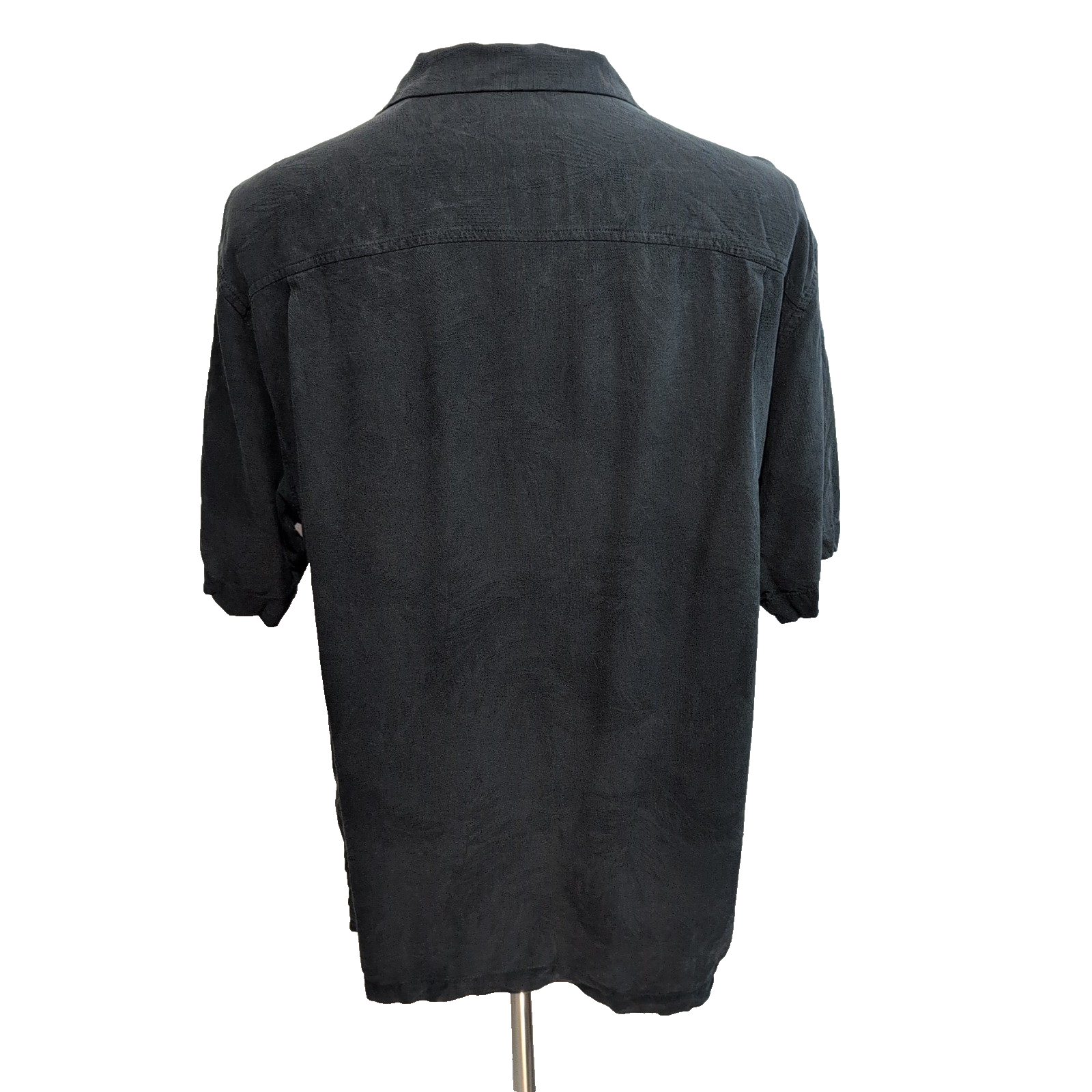 Chemise hawaïenne Tommy Bahama Original Fit LG noire 100% soie gaufrée