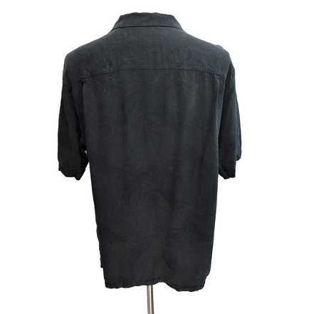 Chemise hawaïenne Tommy Bahama Original Fit LG noire 100% soie gaufrée