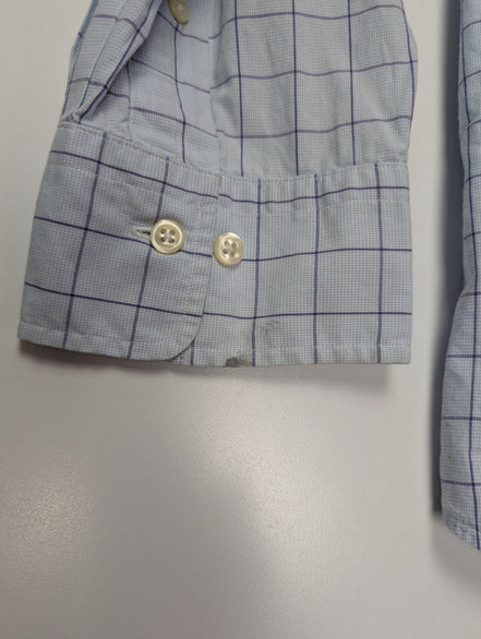 Chemise Polo Ralph Lauren Shirt XXL Carreaux Bleu Clair Blanc Col Classique