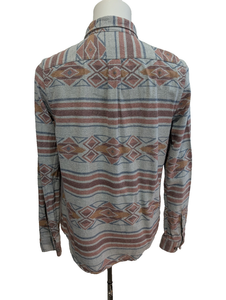 🔥 CHEMISE FLANELLE EDDIE BAUER S (P) MOTIF AZTÈQUE TRIBAL BOUTONS GRAVÉS