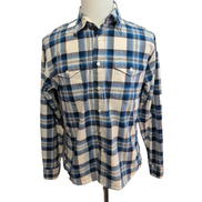 Chemise Wrangler stretch Manches Longues Grands Carreaux Bleu et Blanc Taille M