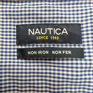 Chemise Nautica XL Col Mao Bleu Carreaux Manches court Sans Repassage