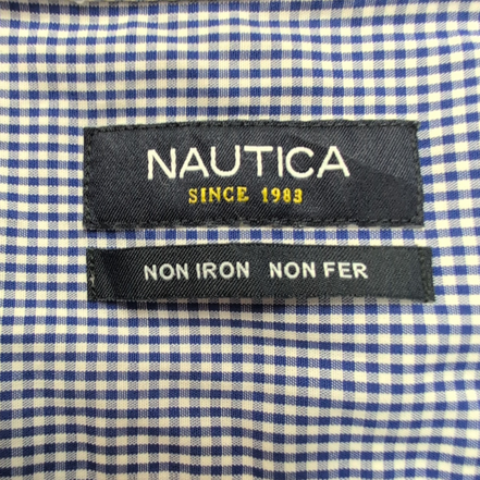 Chemise Nautica XL Col Mao Bleu Carreaux Manches court Sans Repassage
