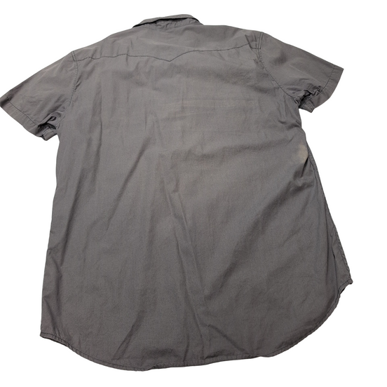 Chemise Levi's marron gris uni manches courtes western cowboy taille L 2 poches