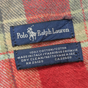 Écharpe Polo Ralph Lauren Rouge à Carreaux 100% Coton Largeur 38cm