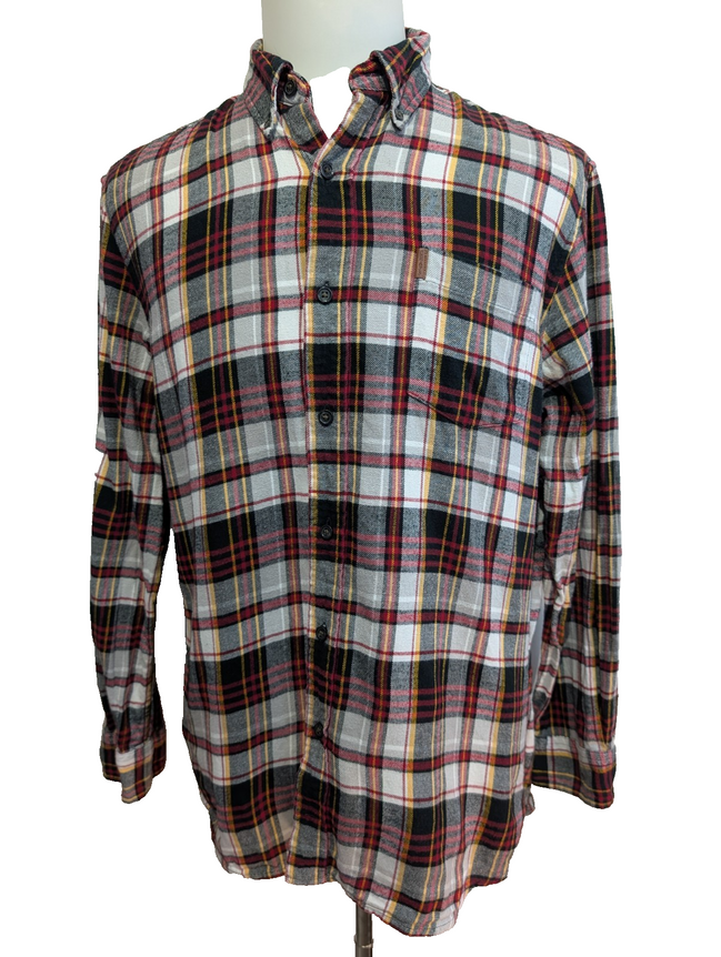 👕 CHEMISE FLANELLE PERFORMANCE CHAPS L (G) À CARREAUX ROUGE NOIR LOGO CUIR