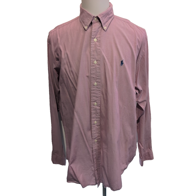 Chemise Ralph Lauren Taille XL Classic Fit Bordeaux Unie Coton Logo Bleu