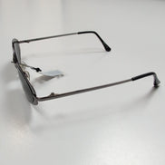 Lunettes de soleil Y2K Ovales Métal Chromé Gris Branches Fines teintées vertes