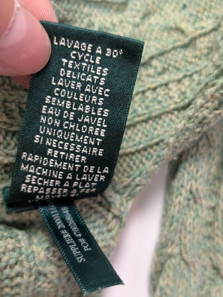 Pull femme LAUREN Ralph Lauren vert kaki chiné torsadé coton taille S