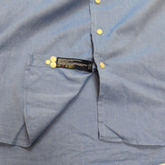 Chemise Nautica L/XL Bleu Uni Coton Oxford Logo Brodé Manches Longues