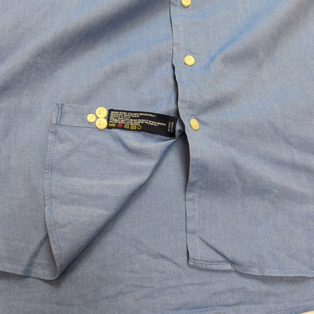 Chemise Nautica L/XL Bleu Uni Coton Oxford Logo Brodé Manches Longues