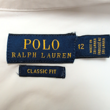 Chemise Polo Ralph Lauren Enfant 12 Ans L Classic Fit Blanche Coton Logo Bleu
