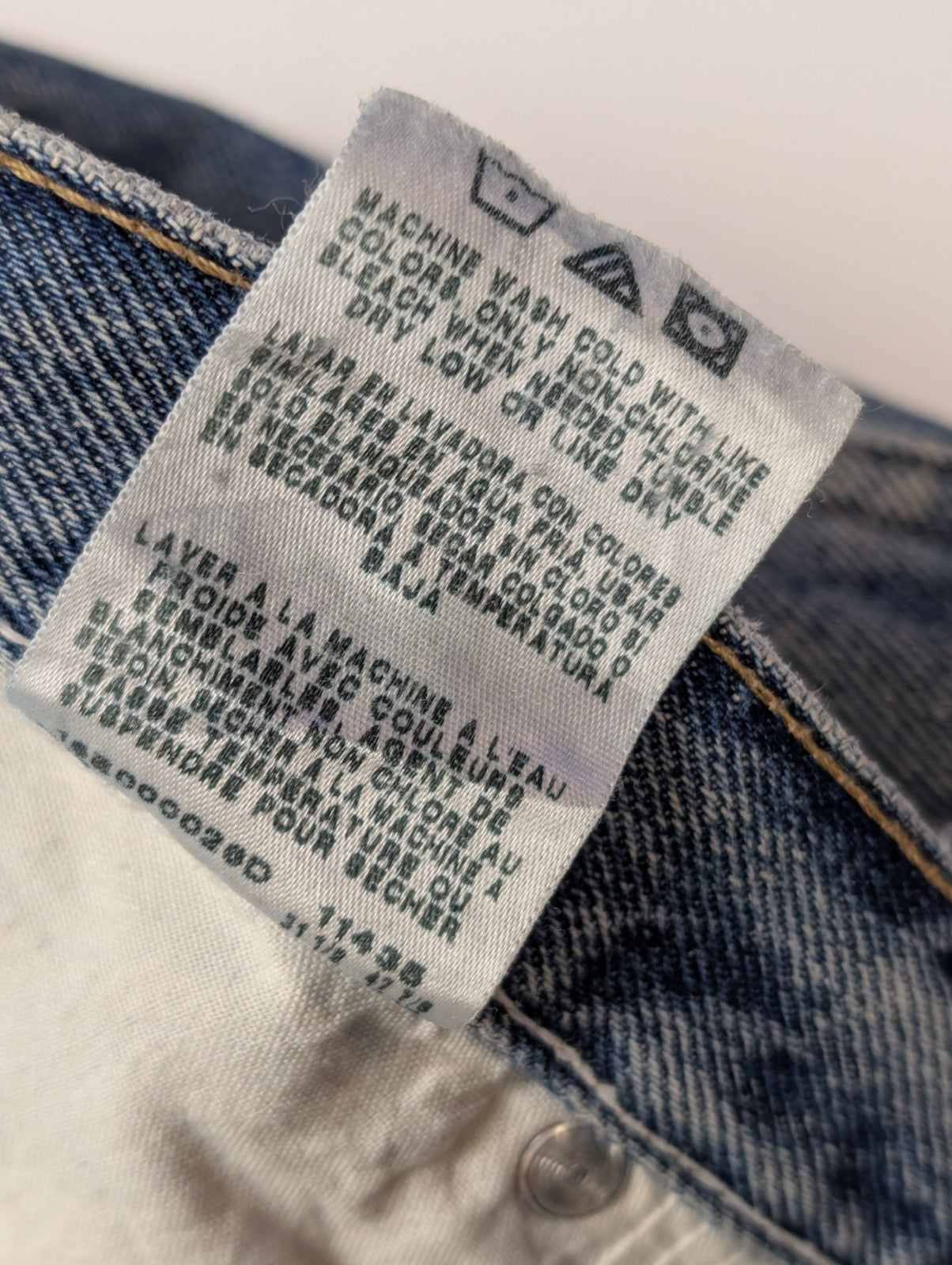 Jean Wrangler Homme Vintage Bleu Style Grunge Distressed Genou Troué W36 L31