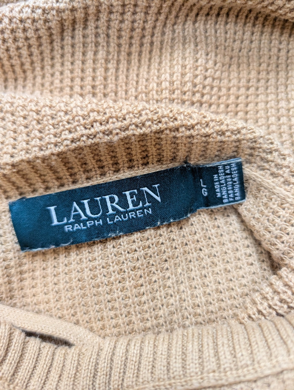Pull Ralph Lauren (Lauren) Femme L Col Roulé Large Cordon Plaque Logo 🏷️