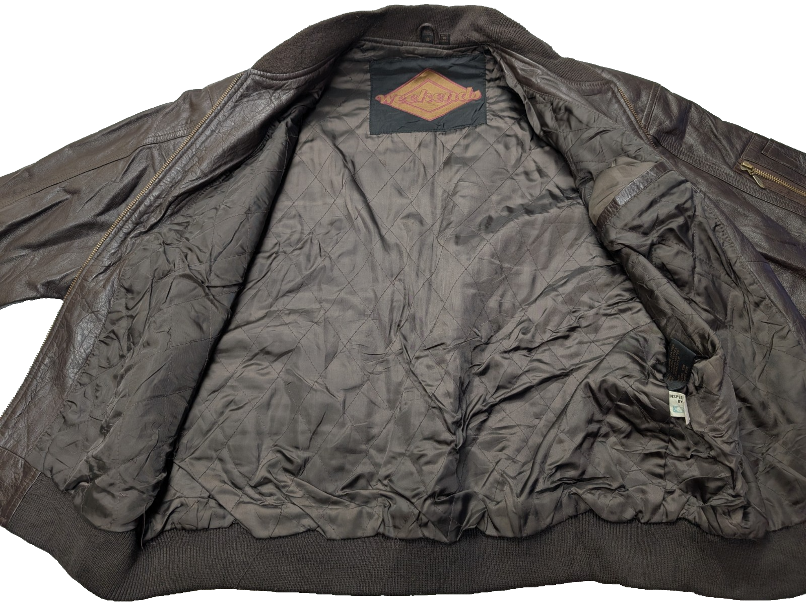 Blouson cuir marron Weekends vintage taille S #5c