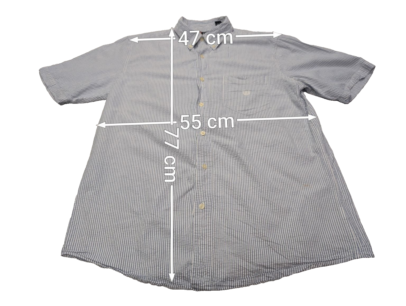 Chemise Chaps manches courtes bleu à rayures taille L #237msch