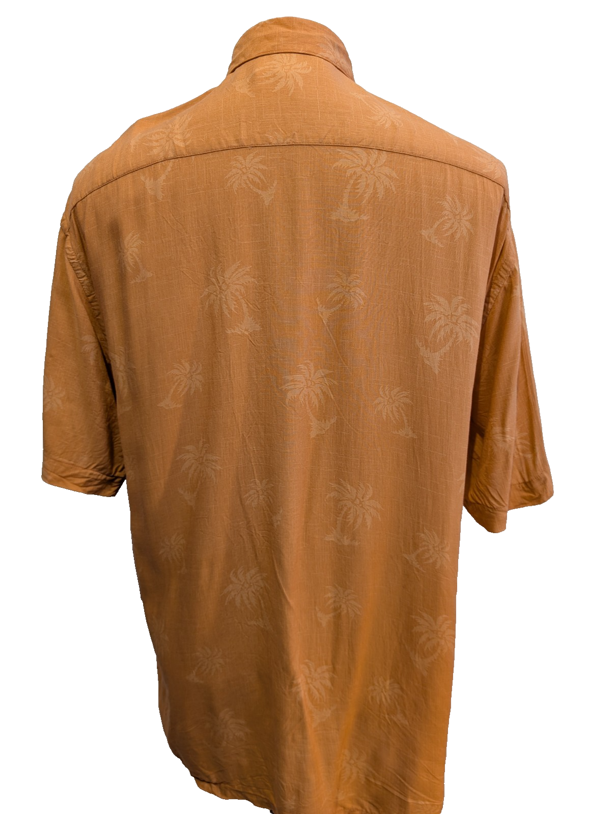 Chemise Hawaïenne Campia Rayon Orange Pâle Motifs Palmiers - Taille M