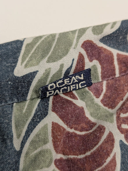 Chemise hawaïenne Ocean Pacific boutons bois manches courtes taille M #702 hawai