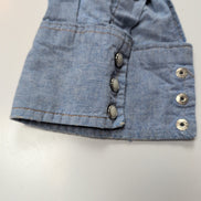 Chemise Wrangler Edge Western M Bleu Jean Coton Boutons Pression Usée