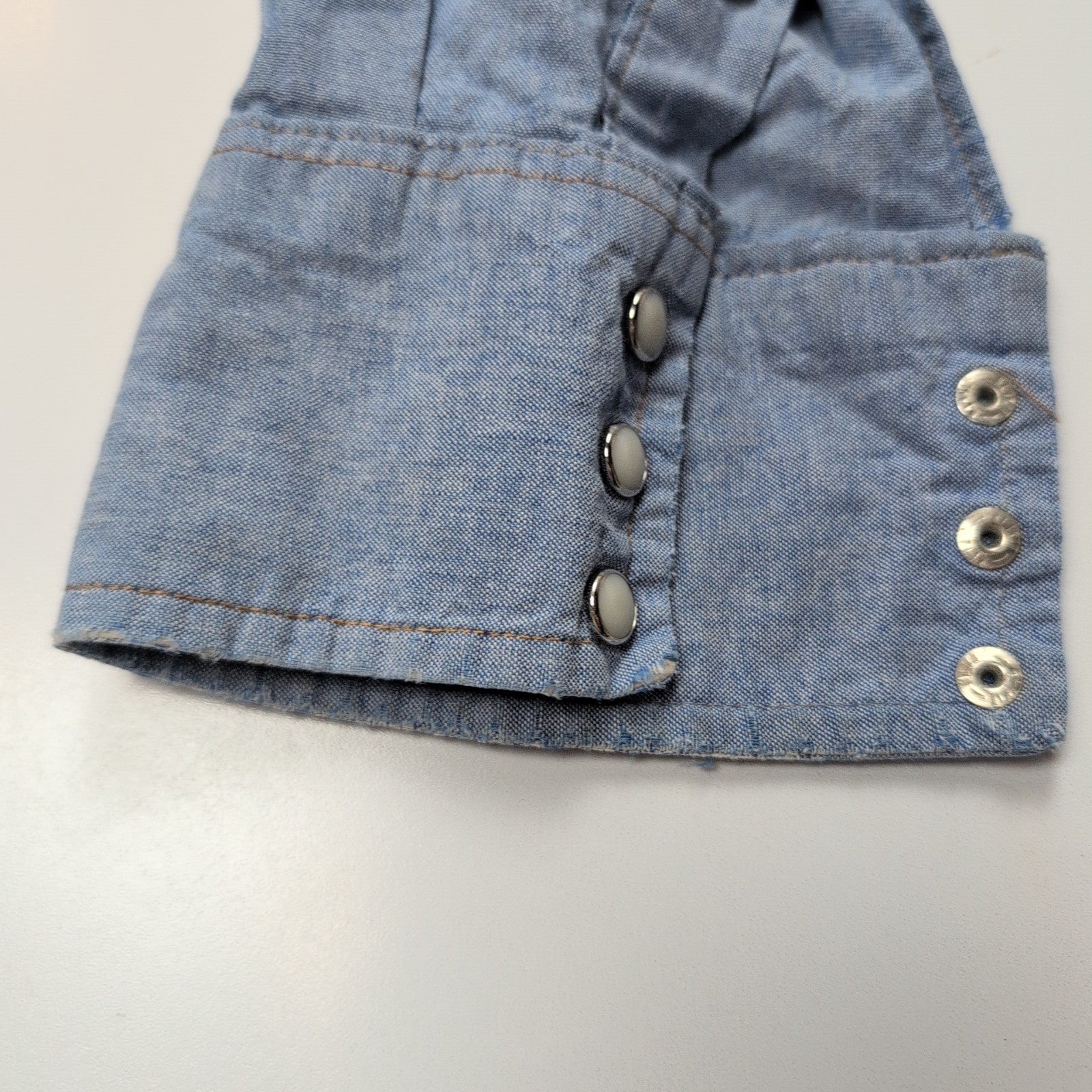 Chemise Wrangler Edge Western M Bleu Jean Coton Boutons Pression Usée