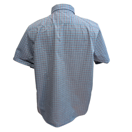 Chemise Nautica L Maurice Bleu Rouge Carreaux Manches courte Stretch Classic Fit